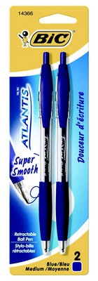 BIC Atlantis Original Retractable Ball Pen Medium Point 1.0mm Black 2Pack