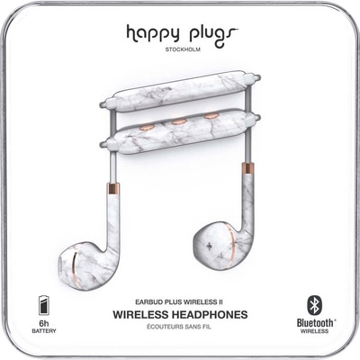 Happy Plugs White Marble Bluetooth Earbud Plus