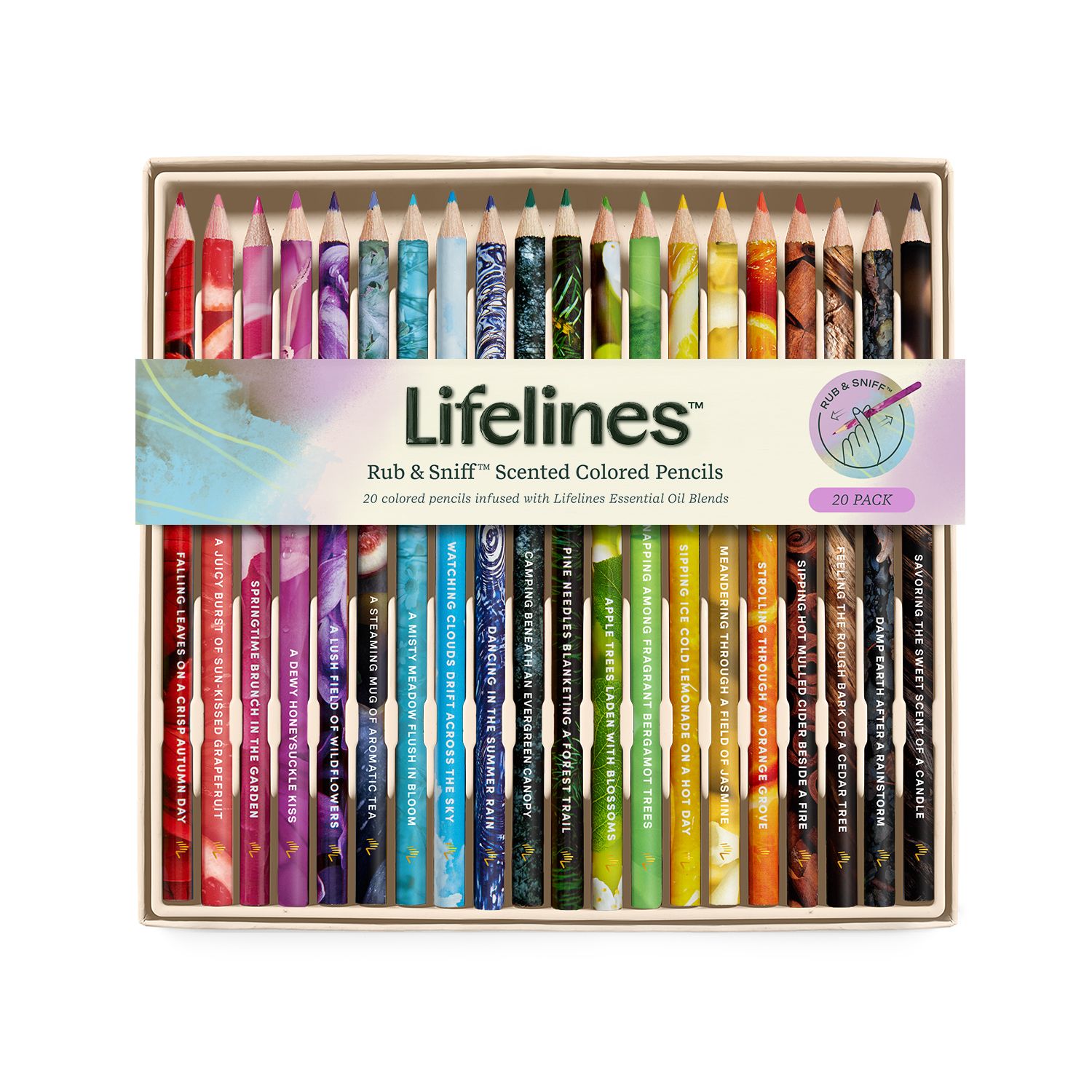 Lifelines Rub & Sniff Scented Colored Pencils - 20 Pack
