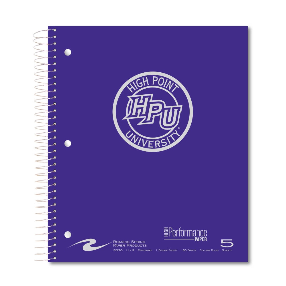 Roaring Premium 5 Subject Notebook, 8.5x11 College Ruled 20lb Paper, Pressboard Foil Cover