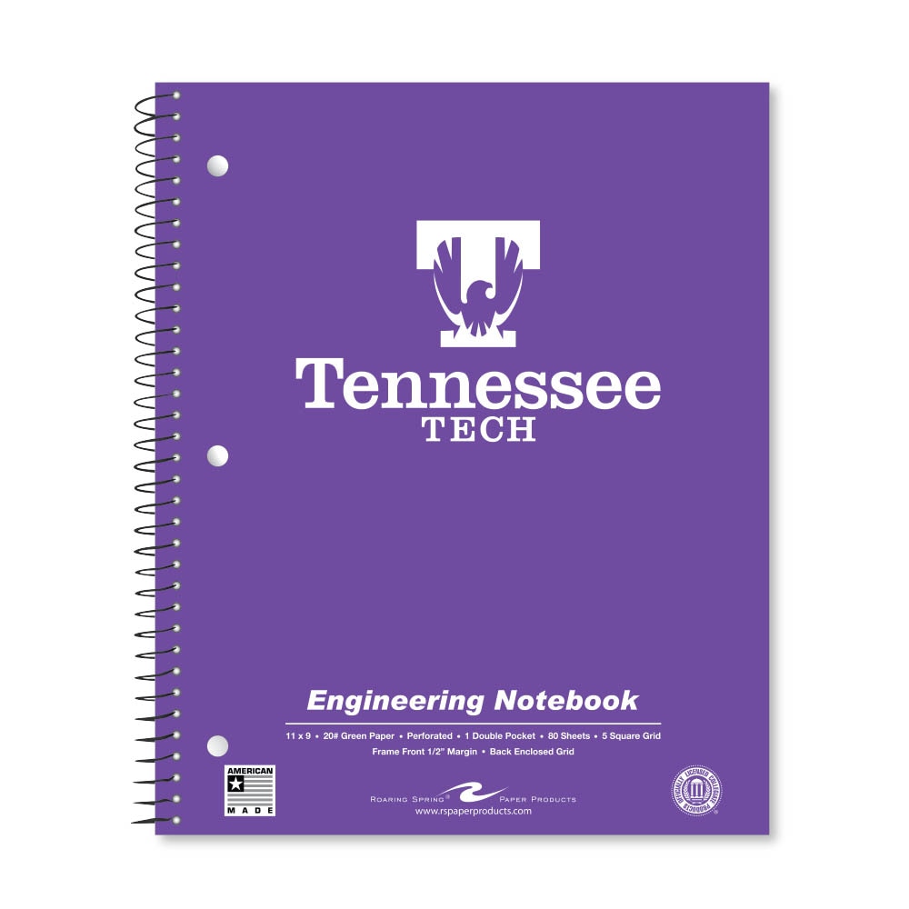 School Spirit Engineering Notebook, Green Tint 20# Paper with 1 Double Pocket