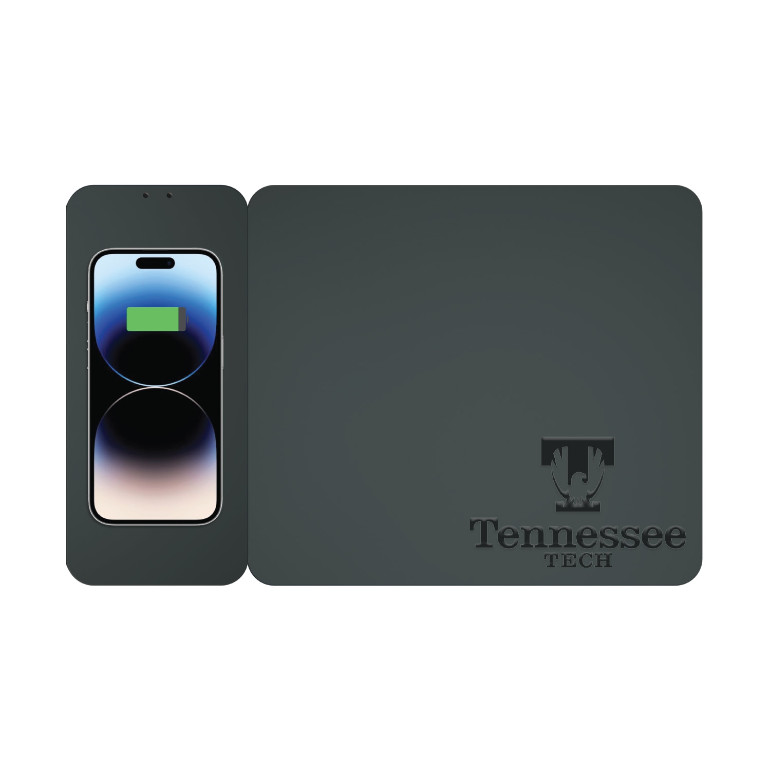 Tennessee Technological University Leather Wireless Charging Mouse Pad, Black, Alumni V2