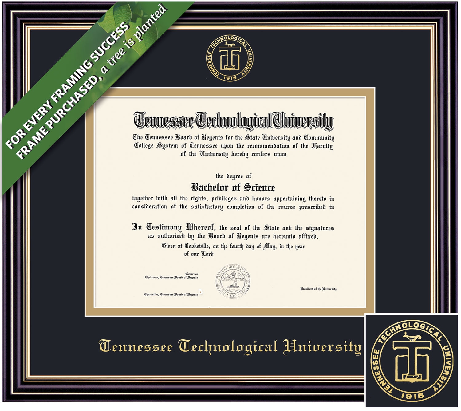 Framing Success 8.5 x 11 Prestige Gold Embossed School Seal Bachelors, Masters Diploma Frame