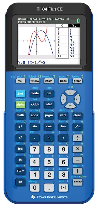 Texas Instruments TI-84 Plus CE Graphing Calculator. Features full-color backlit display, high resolution screen now with a new sleek, slim look, TI Rechargeable Battery, Familiar 84 Plus Family functionality.