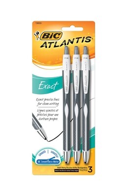 BIC Atlantis Exact Black Pen 3pk