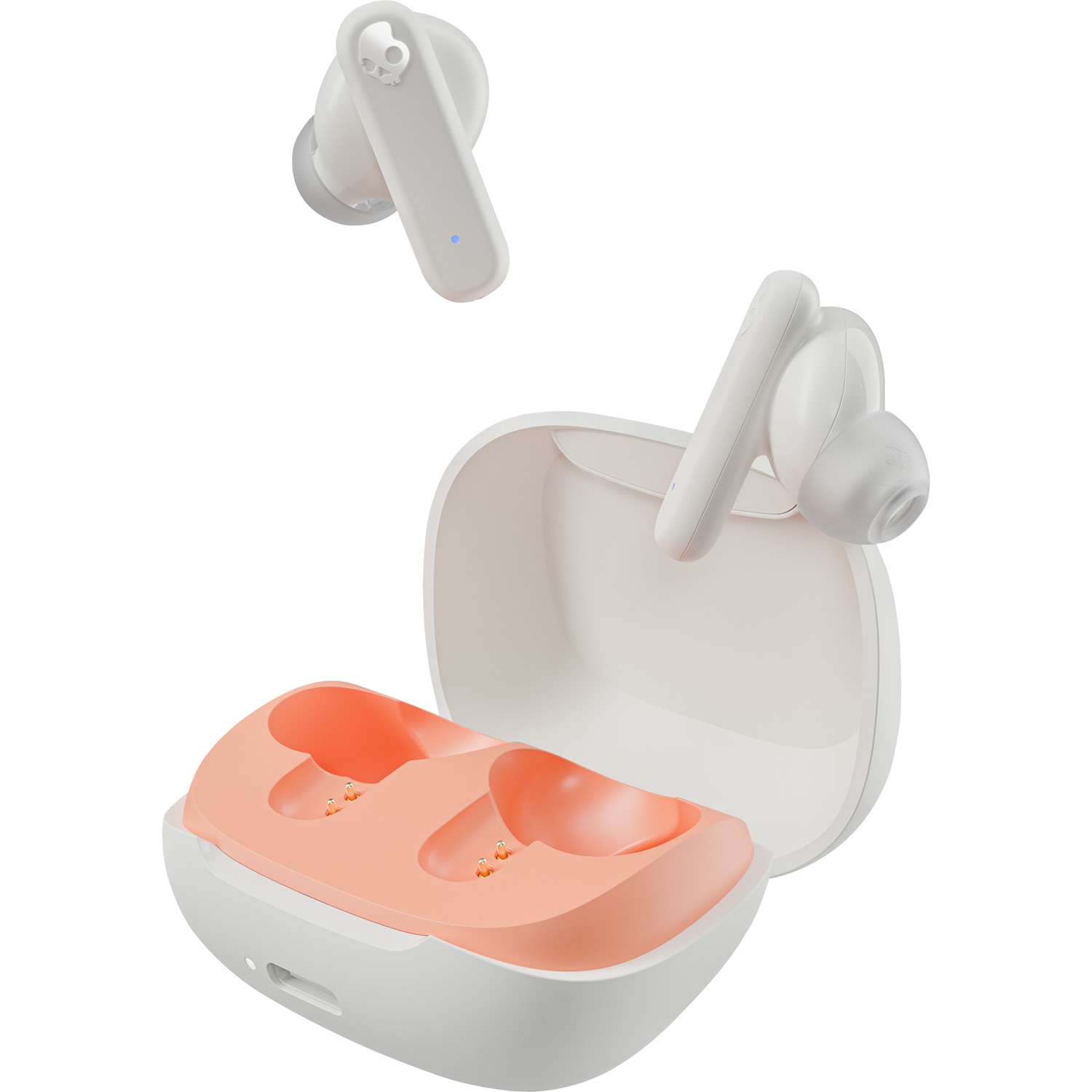 Skullcandy Smokin Buds True Wireless Earbuds- Bone/Orange Glow
