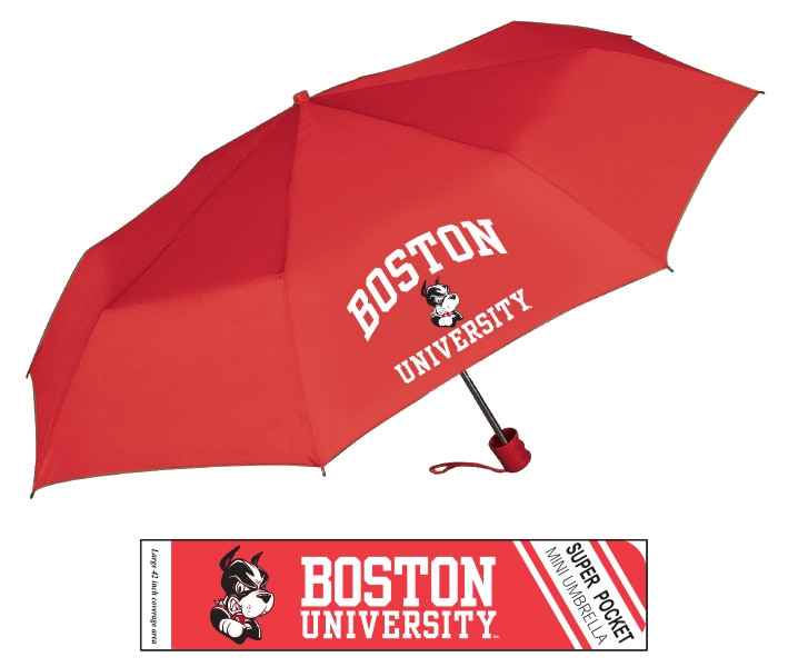 Boston University Terriers Super Pocket Mini Umbrella with Custom Packaging 42" Coverage