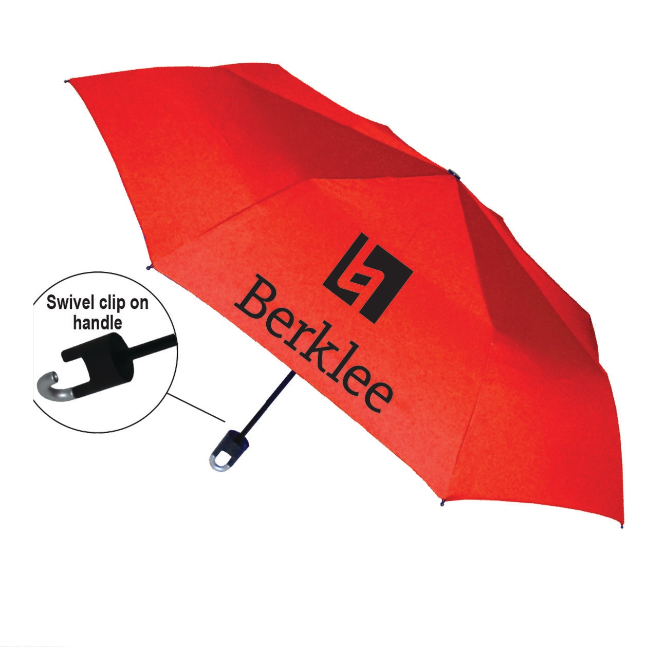 "Storm Clip" Mini Folding Emblematic Solid Umbrella 42" Coverage
