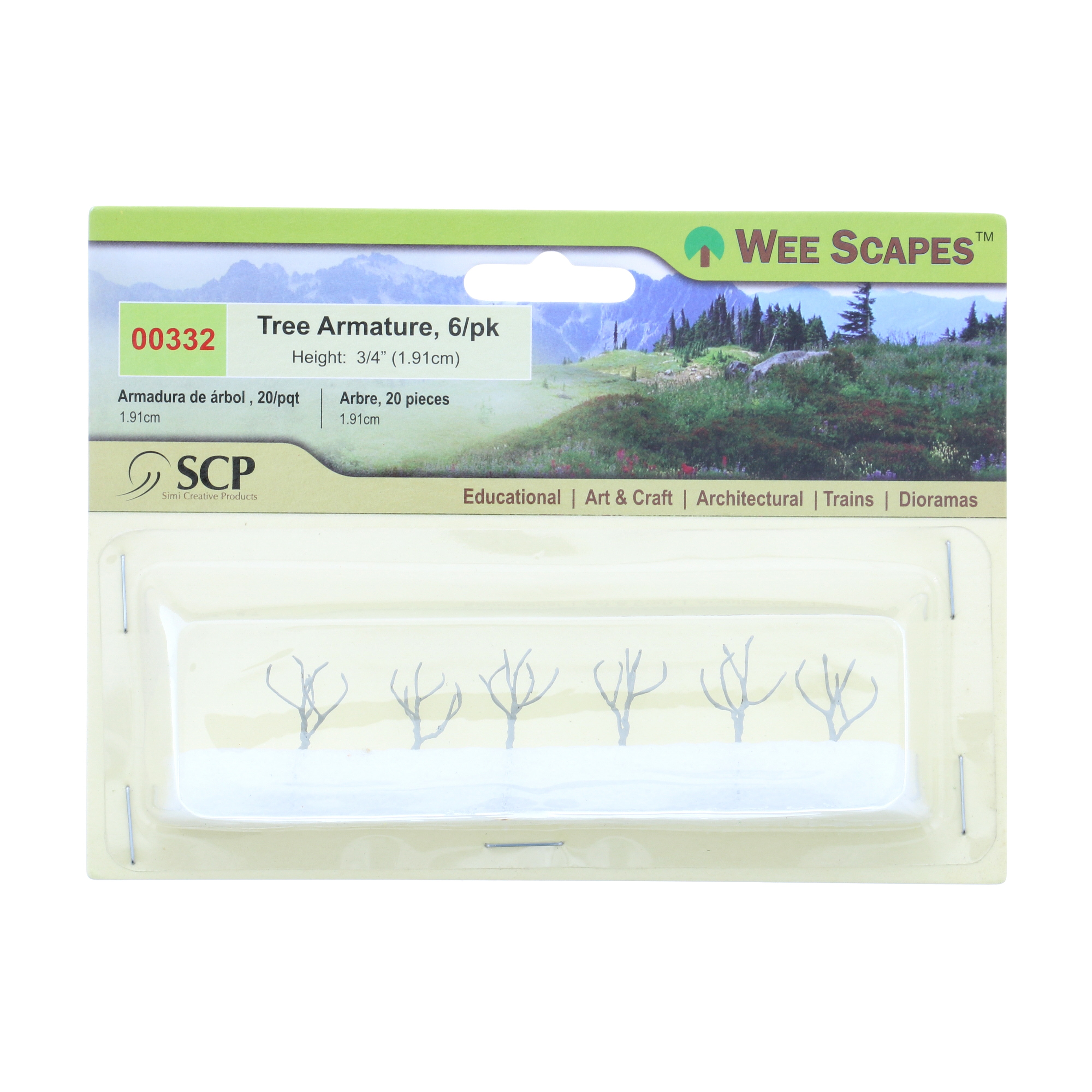 Wee Scapes Trees, .75", Round-Head Armature, 6/Pkg.