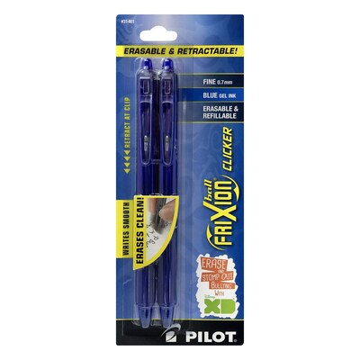 Pilot FriXion Clicker Erasable Gel Ink Pen Fine Point (0.7mm) Blue 2 Count