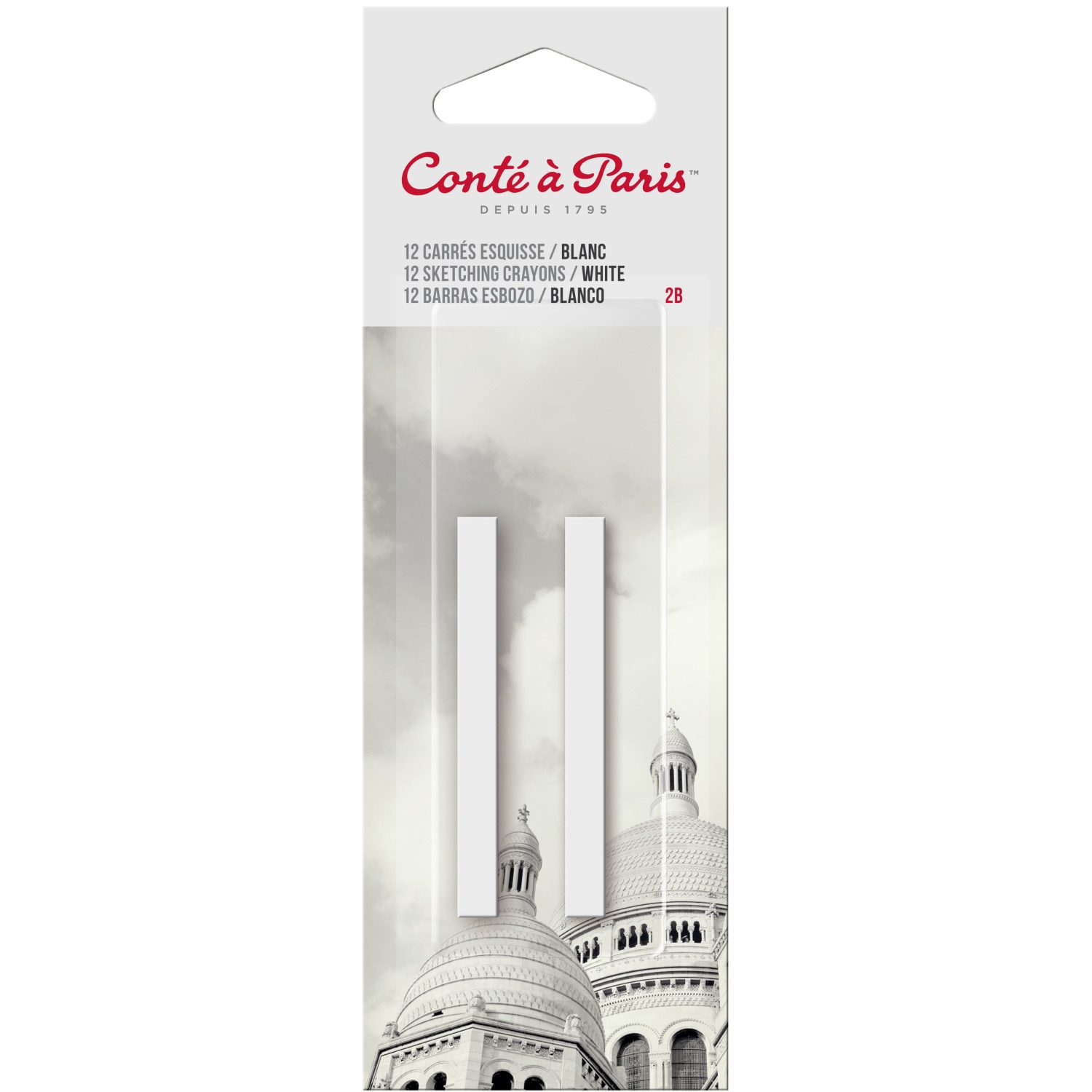 Conte a Paris Sketching Pastel Carres - White 2B Pack of 2
