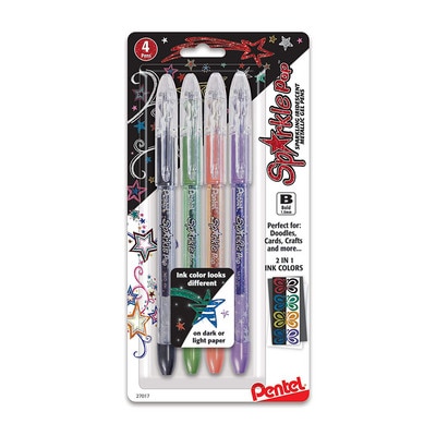 Pentel Sparkle Pop Metallic Gel Pen 1.0mm Bold Line Assorted Colors 4Pack