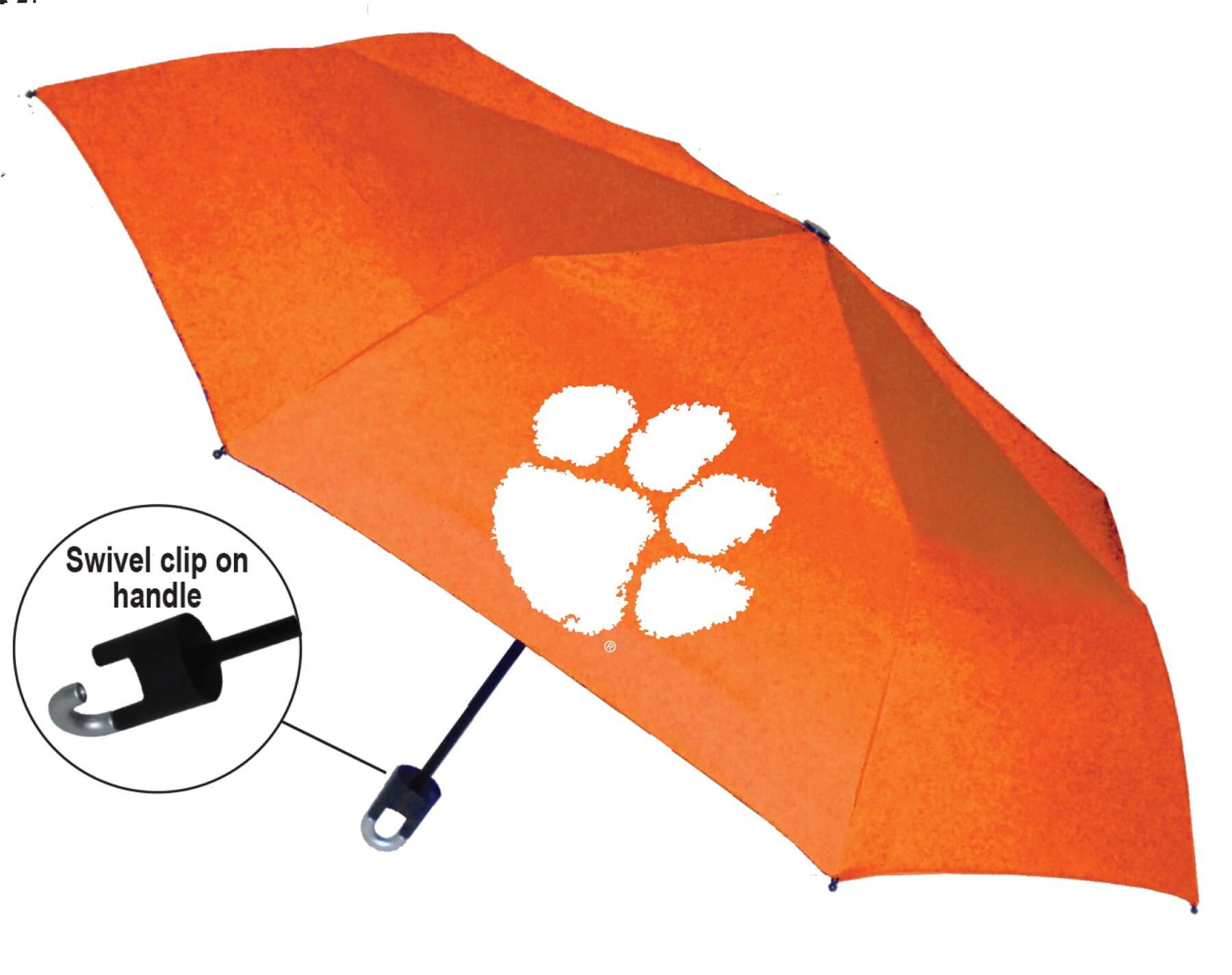 "Storm Clip" Mini Folding Emblematic Solid Umbrella 42" Coverage