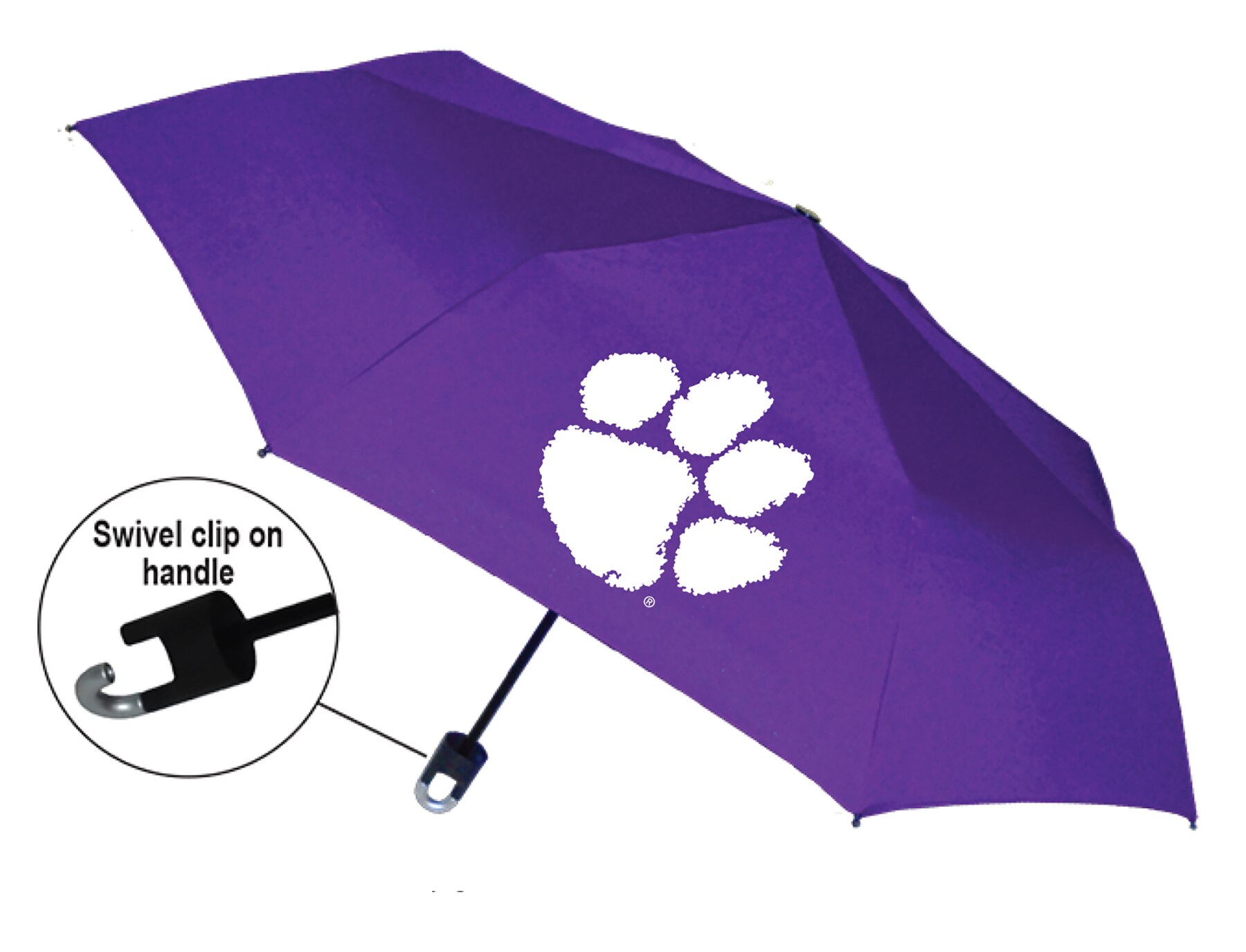 "Storm Clip" Mini Folding Emblematic Solid Umbrella 42" Coverage