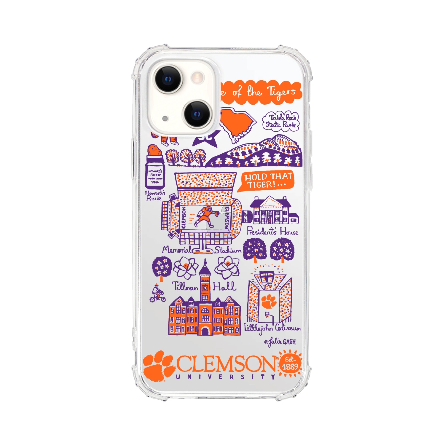 Clemson University, Tough Edge Phone Case, Julia Gash Cityscape - iPhone 14 Plus