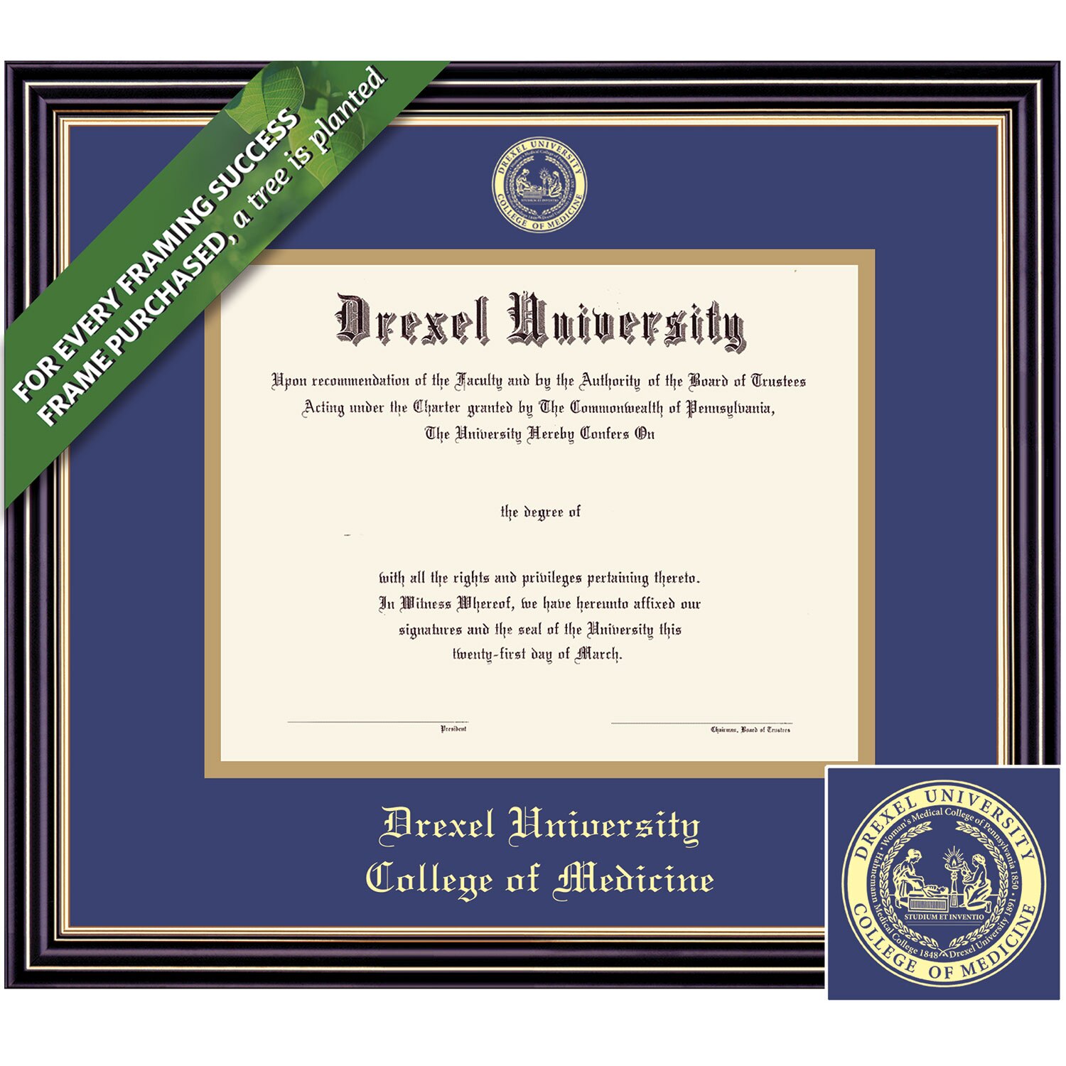 Framing Success 14 x 17 Prestige Gold Embossed School Seal Medicine Diploma Frame
