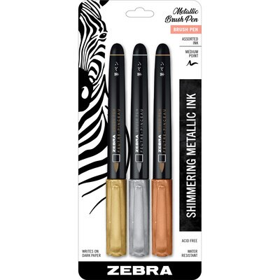 Zebra Metallic Brush Pen 3Pack
