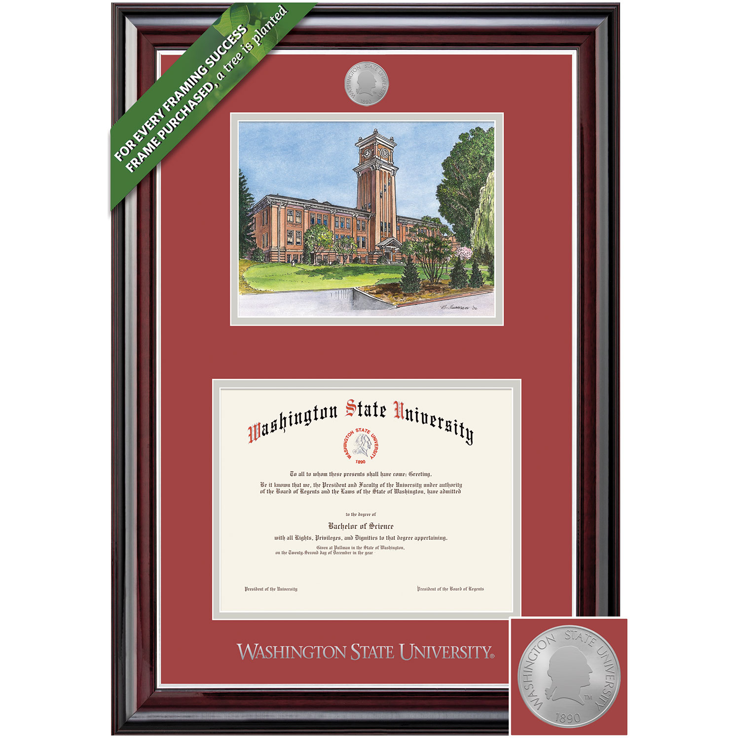 Framing Success 11 x 14 Jefferson Silver Medallion Bachelors, Masters Diploma/Litho Frame