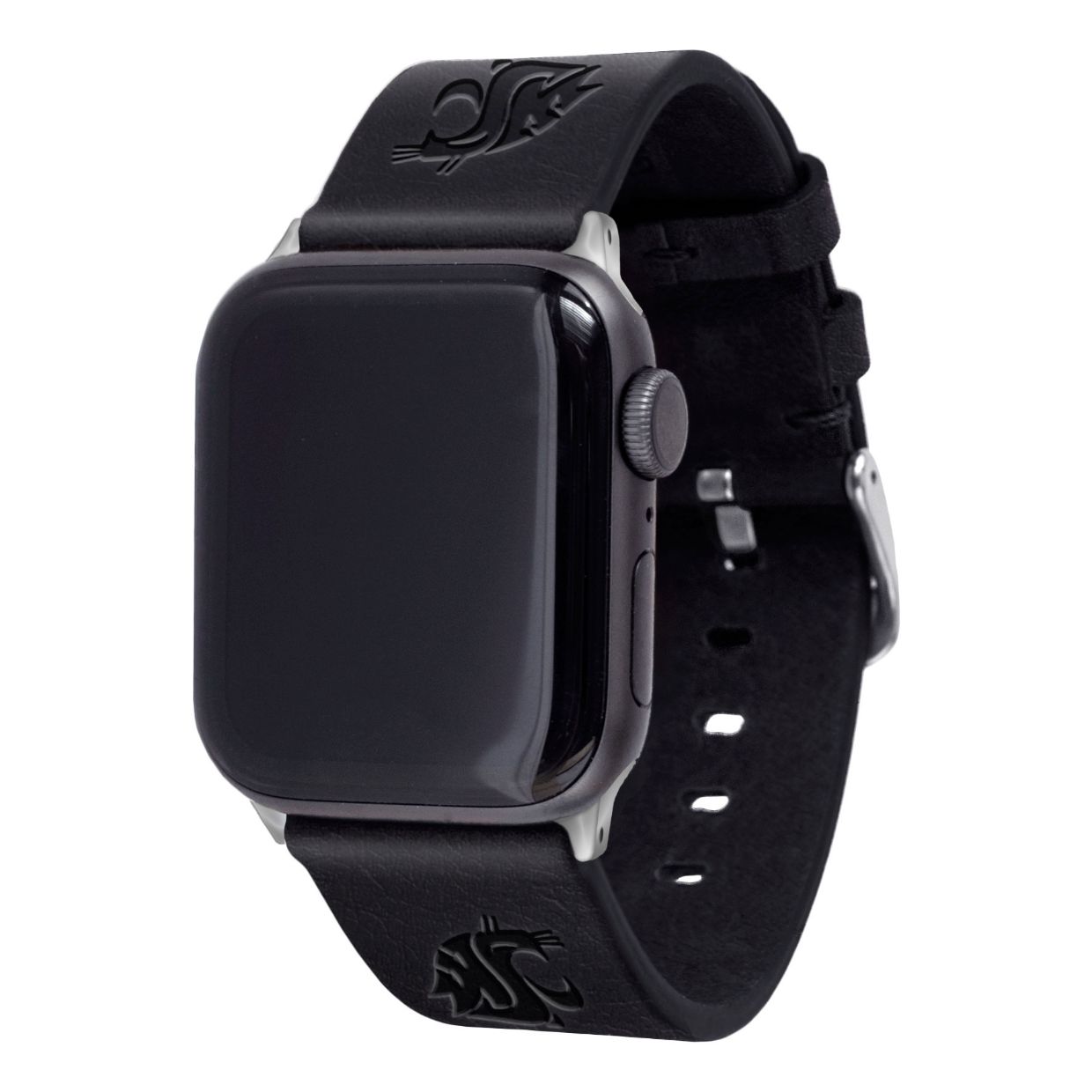 Washington State Cougars Leather Apple Watch Band (38/40/41mm Black Short)