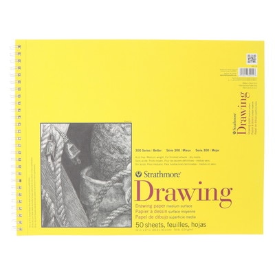Strathmore Drawing Paper Pad, 300 Series, 20 Sheets, 14" x 17", Spiral Bound