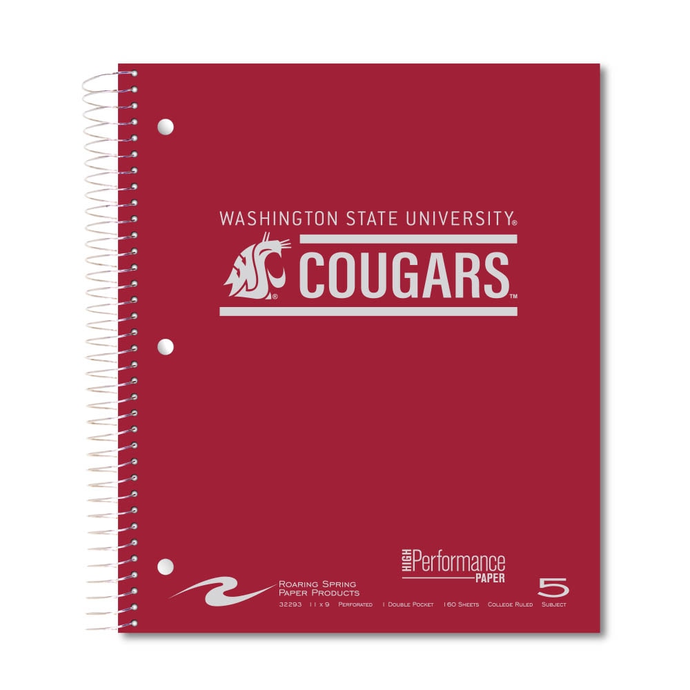 Roaring Premium 5 Subject Notebook, 8.5x11 College Ruled 20lb Paper, Pressboard Foil Cover