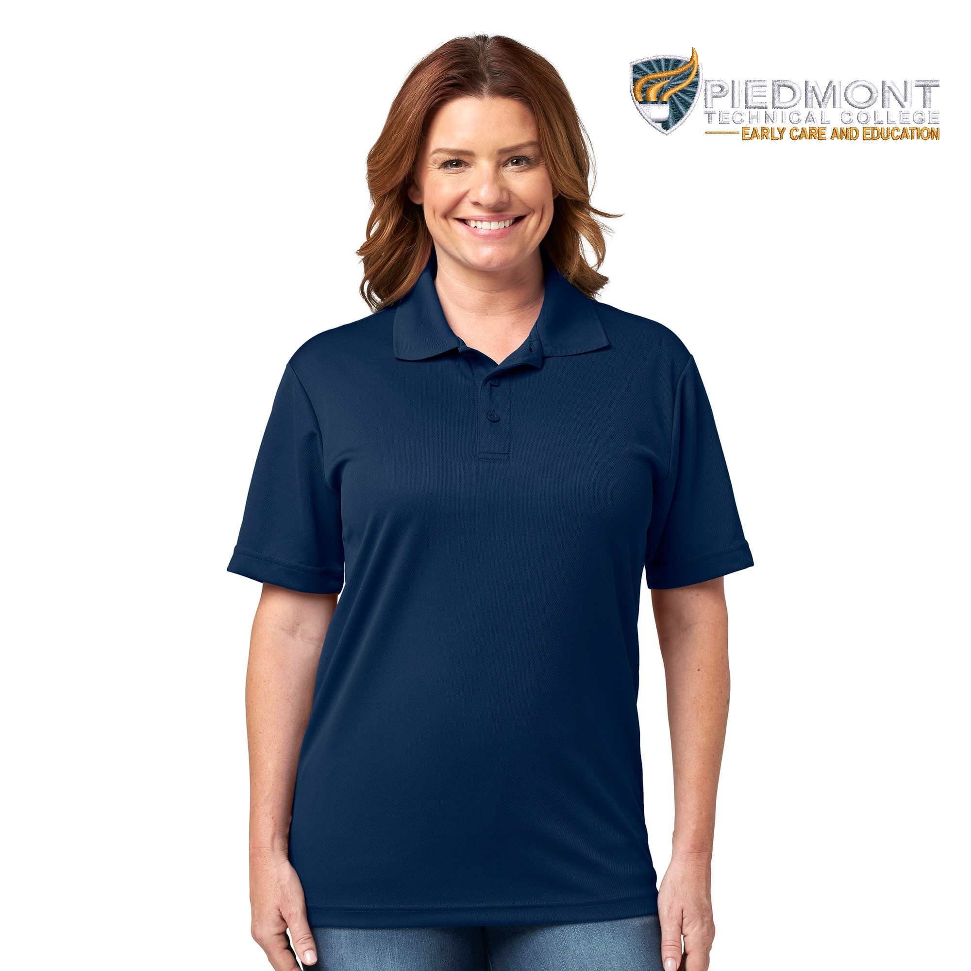 Unisex Navy SS Mesh Polo/Blank with Embroidery