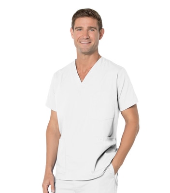 Landau Essentials Men's 5-Pocket V-Neck Scrub Top