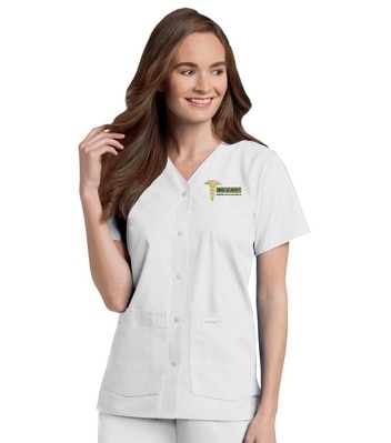 Norfolk State Decorated Snap Front 4-Pocket V-Neck Solid Scrub Top