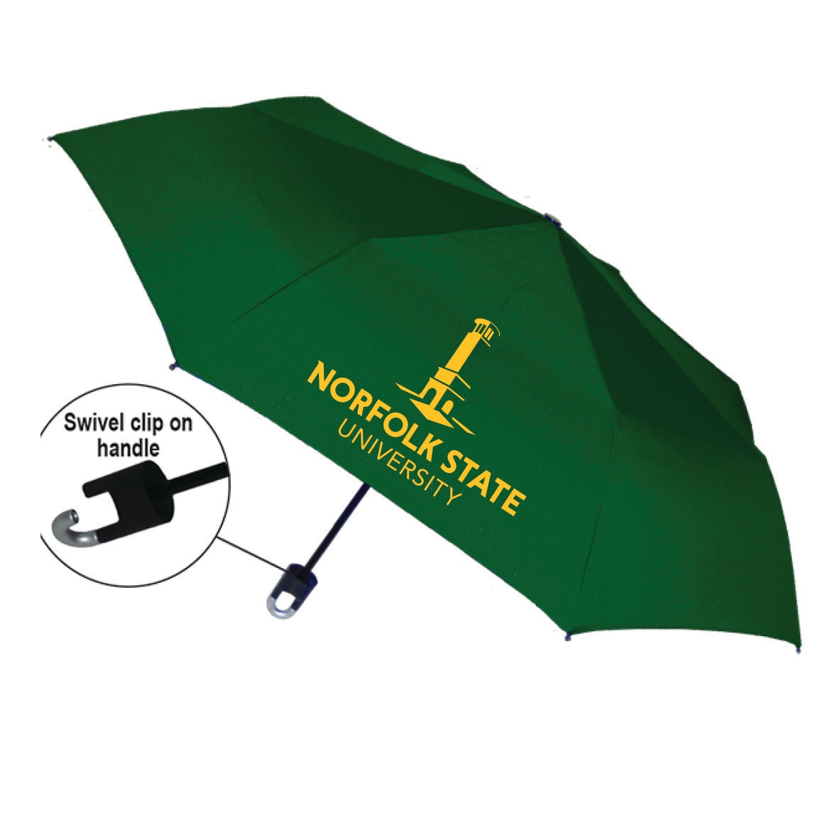 "Storm Clip" Mini Folding Emblematic Solid Umbrella 42" Coverage