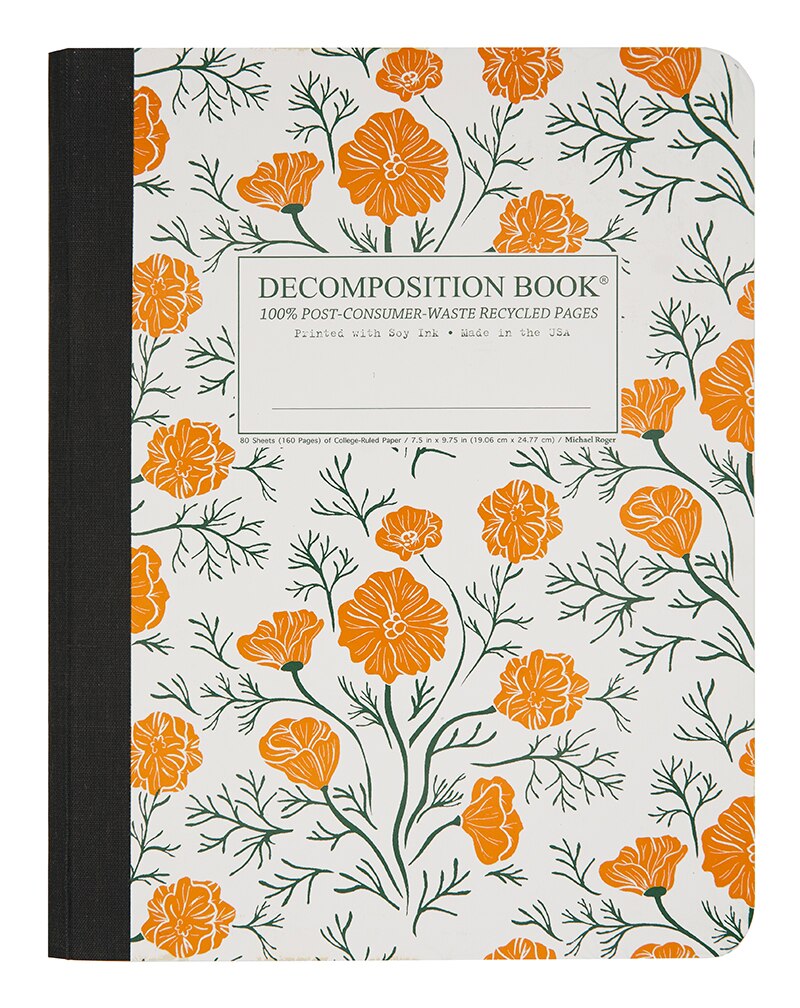 California Poppies Decomposition Book (lined, 7.5 x 9.75")