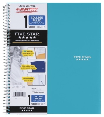 Five Star Trend Wirebound Notebook 1 Subject College Ruled 11 x 8 12 Assorted Colors