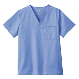 Unisex V-Neck Scrub Top + HCC Comm College Esthitician Logo with Black Thread