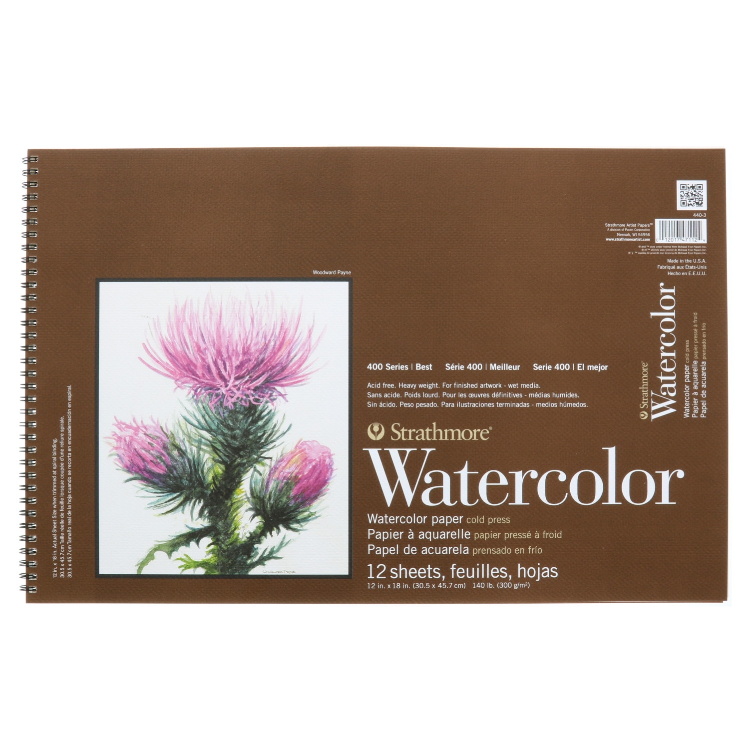 Strathmore Watercolor Paper Pad, 400 Series, 12" x 18"