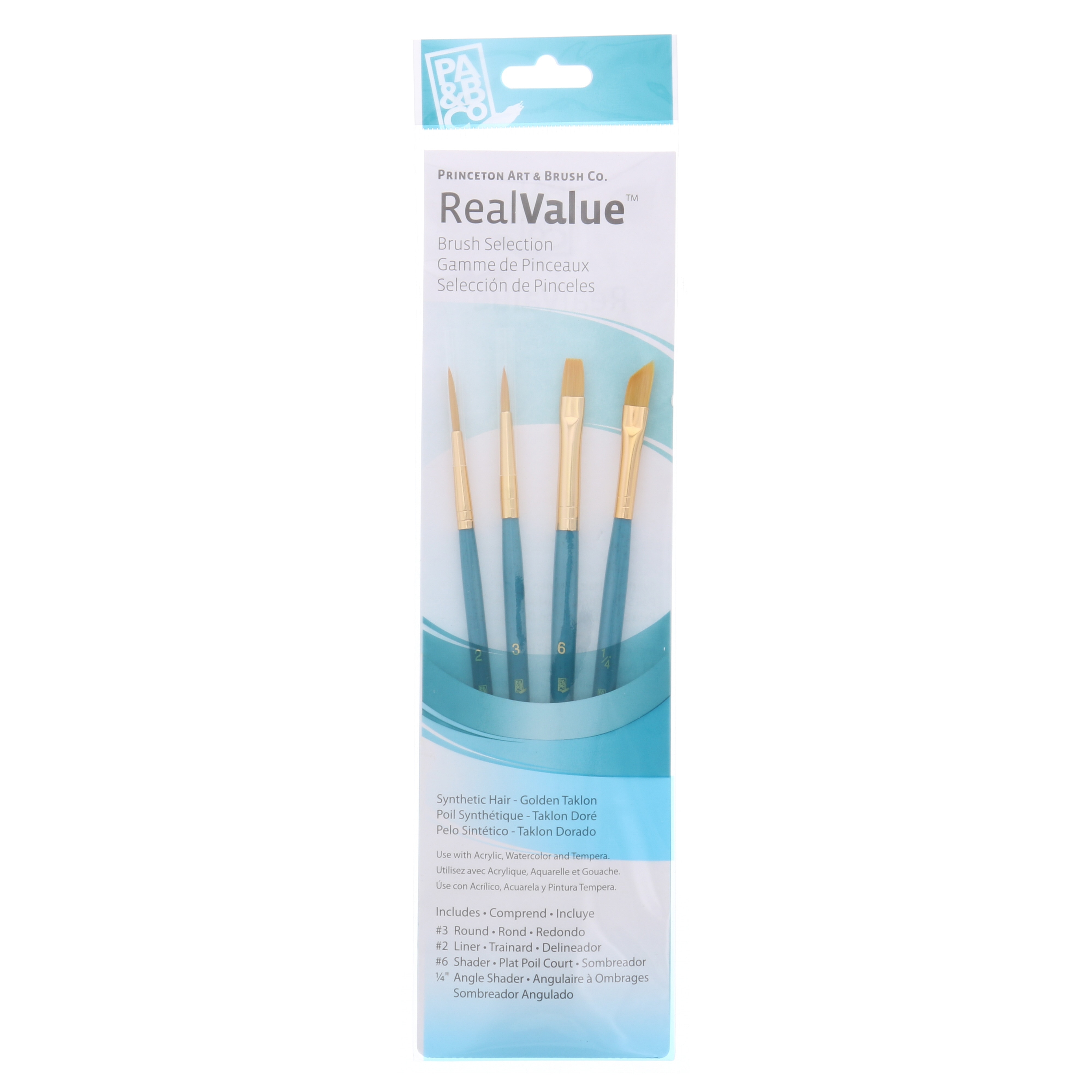 Brush Gold Taklon Value 4Pk