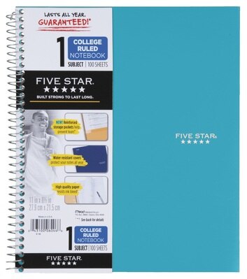 Five Star Trend Wirebound Notebook 1 Subject College Ruled 11 x 8 12 Assorted Colors