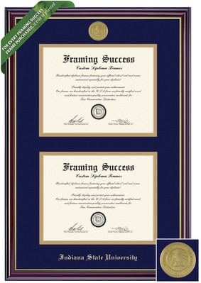 Framing Success 8.5 x 11 Windsor Gold Medallion Bachelors, Masters Double Diploma Frame
