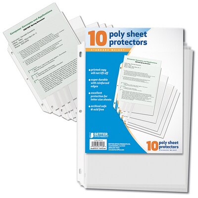 Better Office Products Poly Sheet Protectors 10 Count