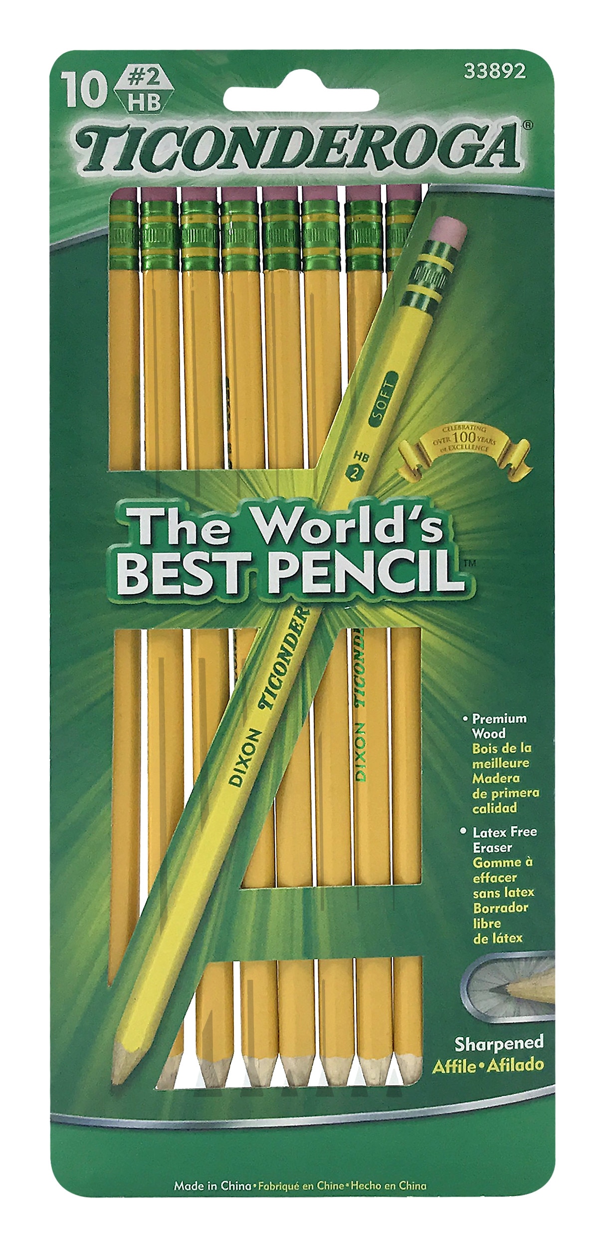 Dixon Ticonderoga #2 HB Soft Sharpened Pencils 10Pack