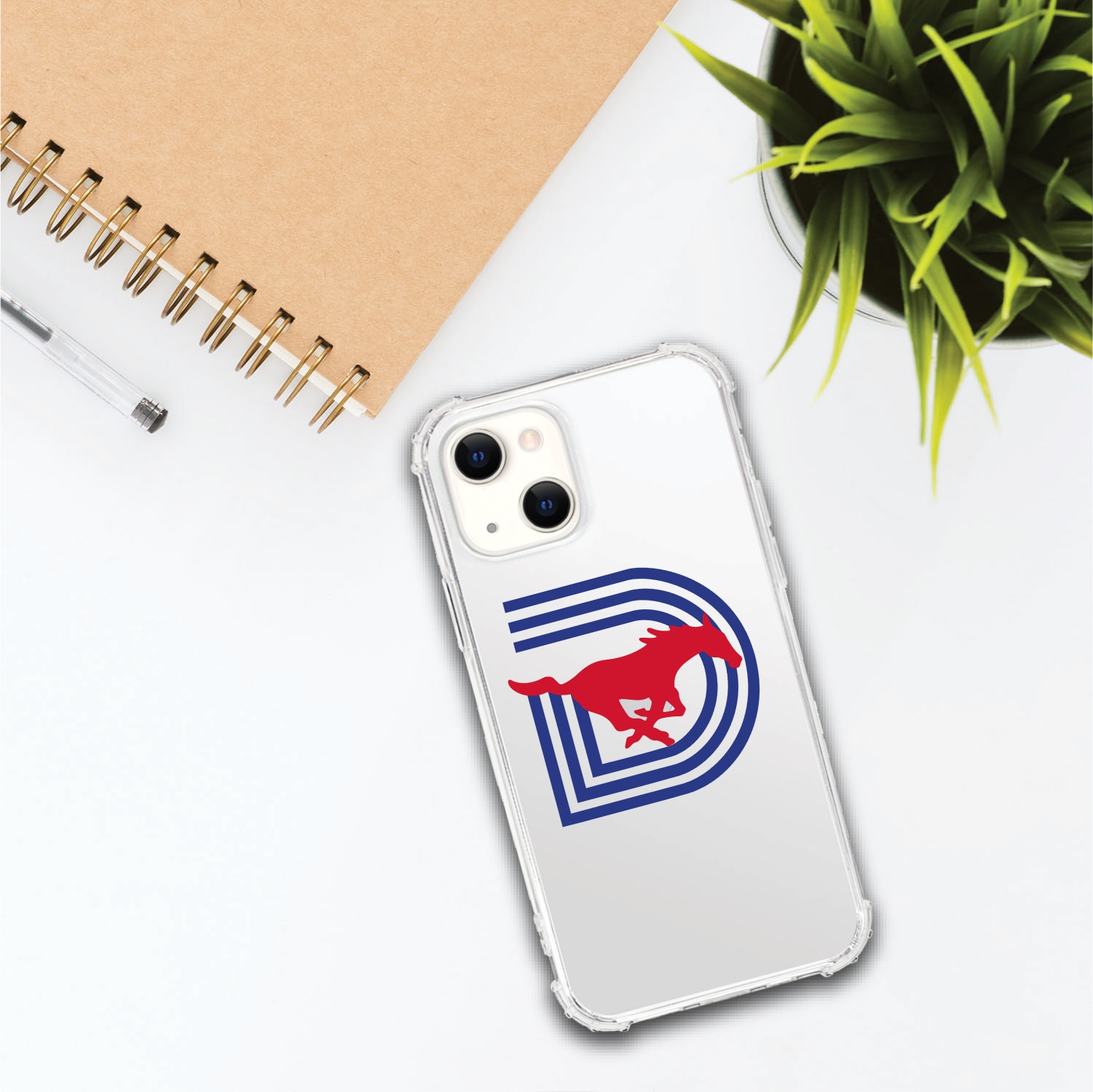 Southern Methodist University-Triple D Mustangs Clear Tough Edge Phone Case, Classic- iPhone 13