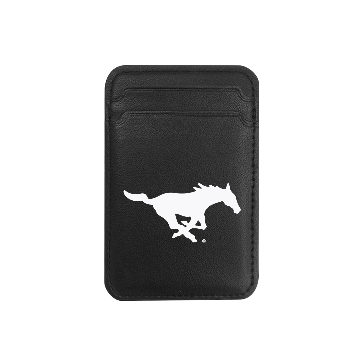 Southern Methodist University V2 - Leather Wallet Sleeve (Top Load, Mag Safe), Black, Classic V1