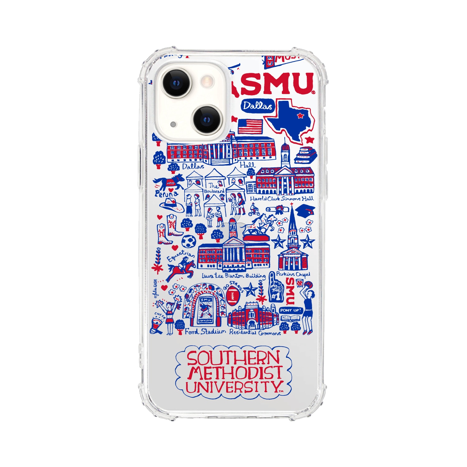 Southern Methodist University- Clear Tough Edge Phone Case, Julia Gash - iPhone 15 Plus