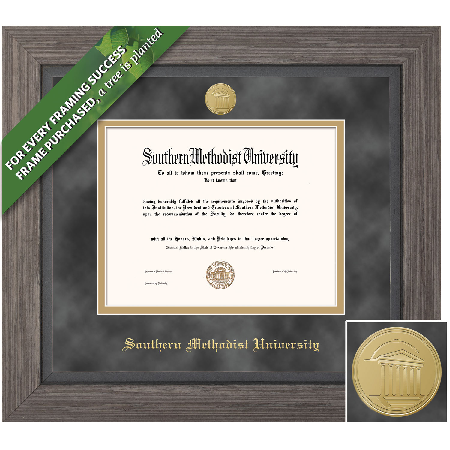 Framing Success 11 x 14 Greystone Gold Medallion Masters, PhD Diploma Frame