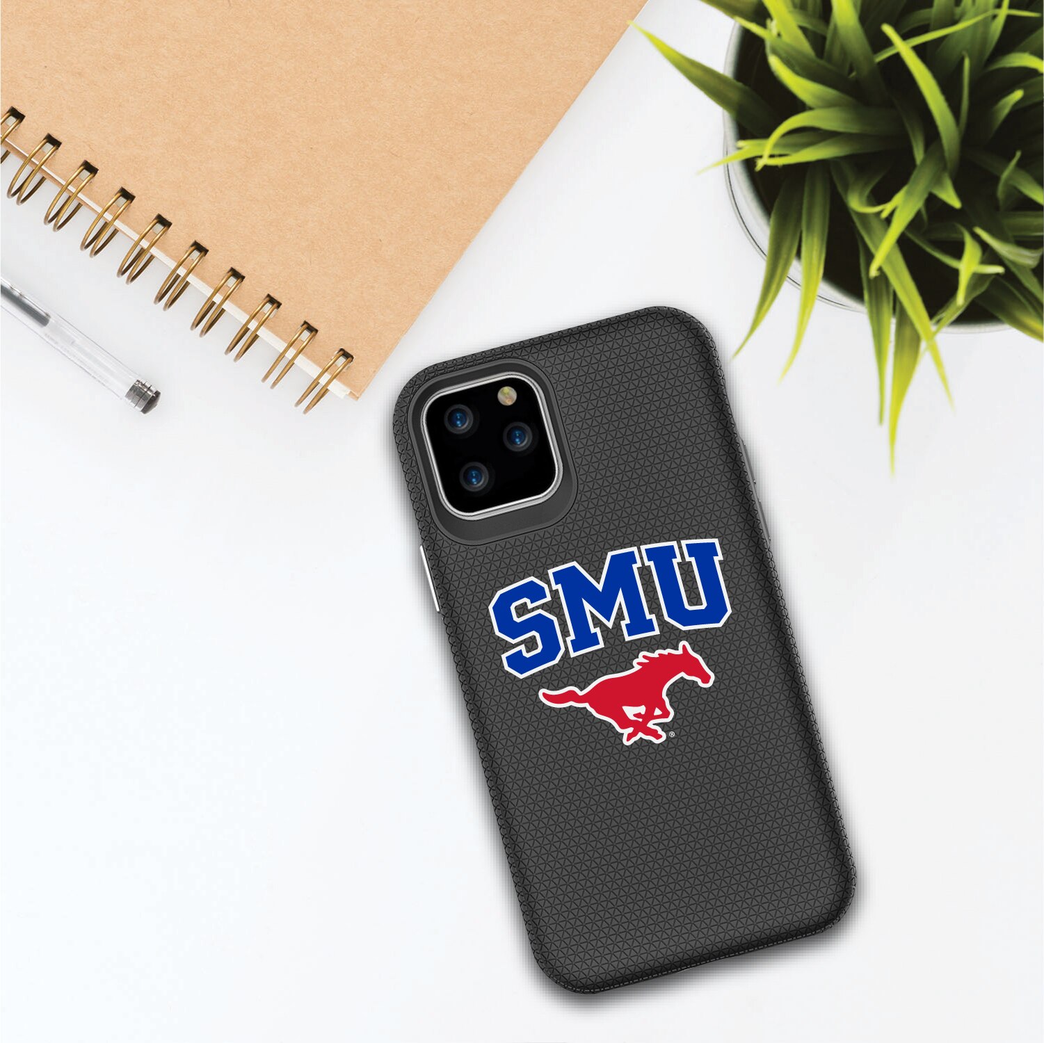 Southern Methodist University Mustangs Black Tough Shell Phone Case, Classic- iPhone 12/12 Pro