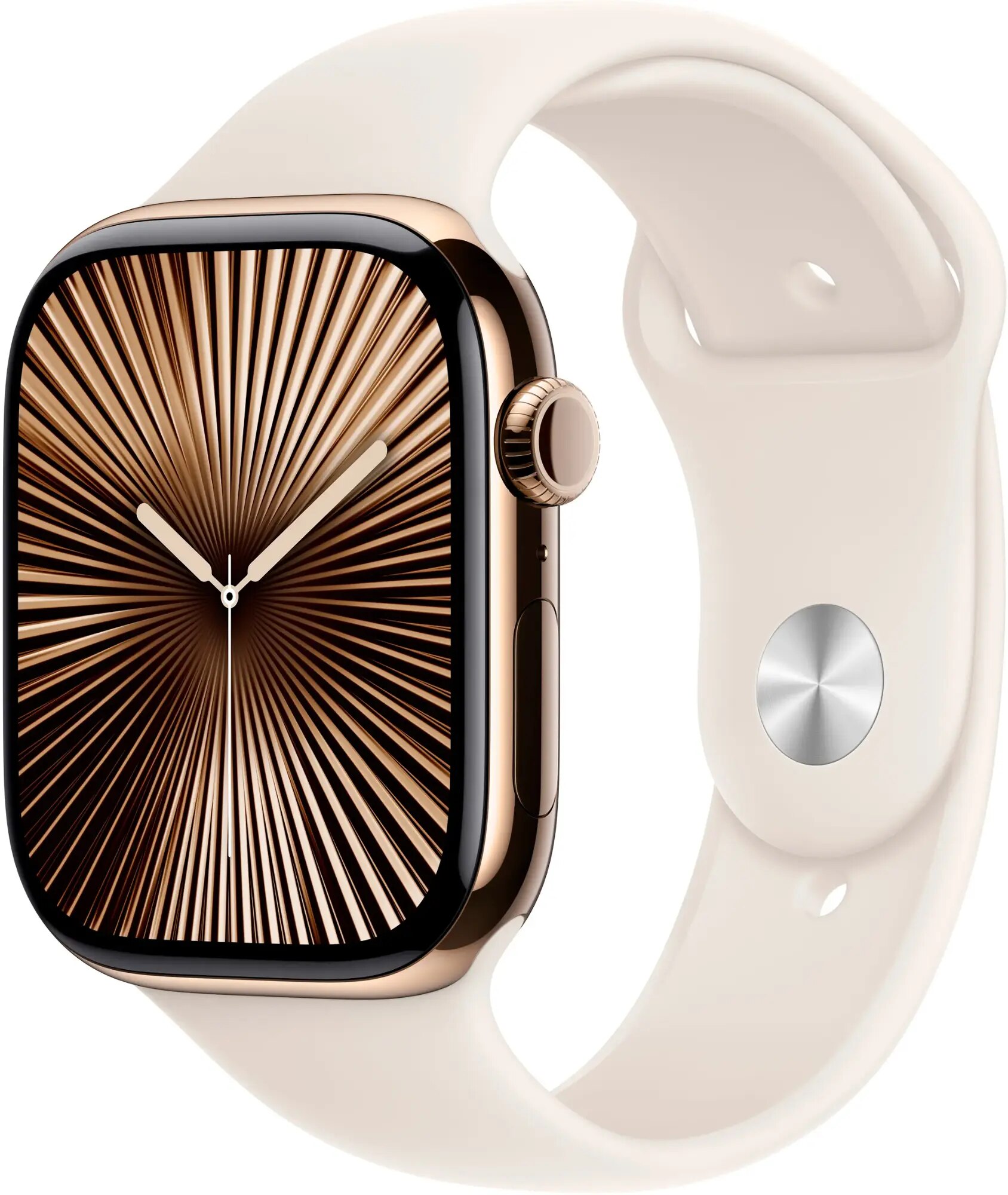 Apple Watch Series 10 GPS + Cellular 46mm Gold Titanium Case with Starlight Sport Band - M/L