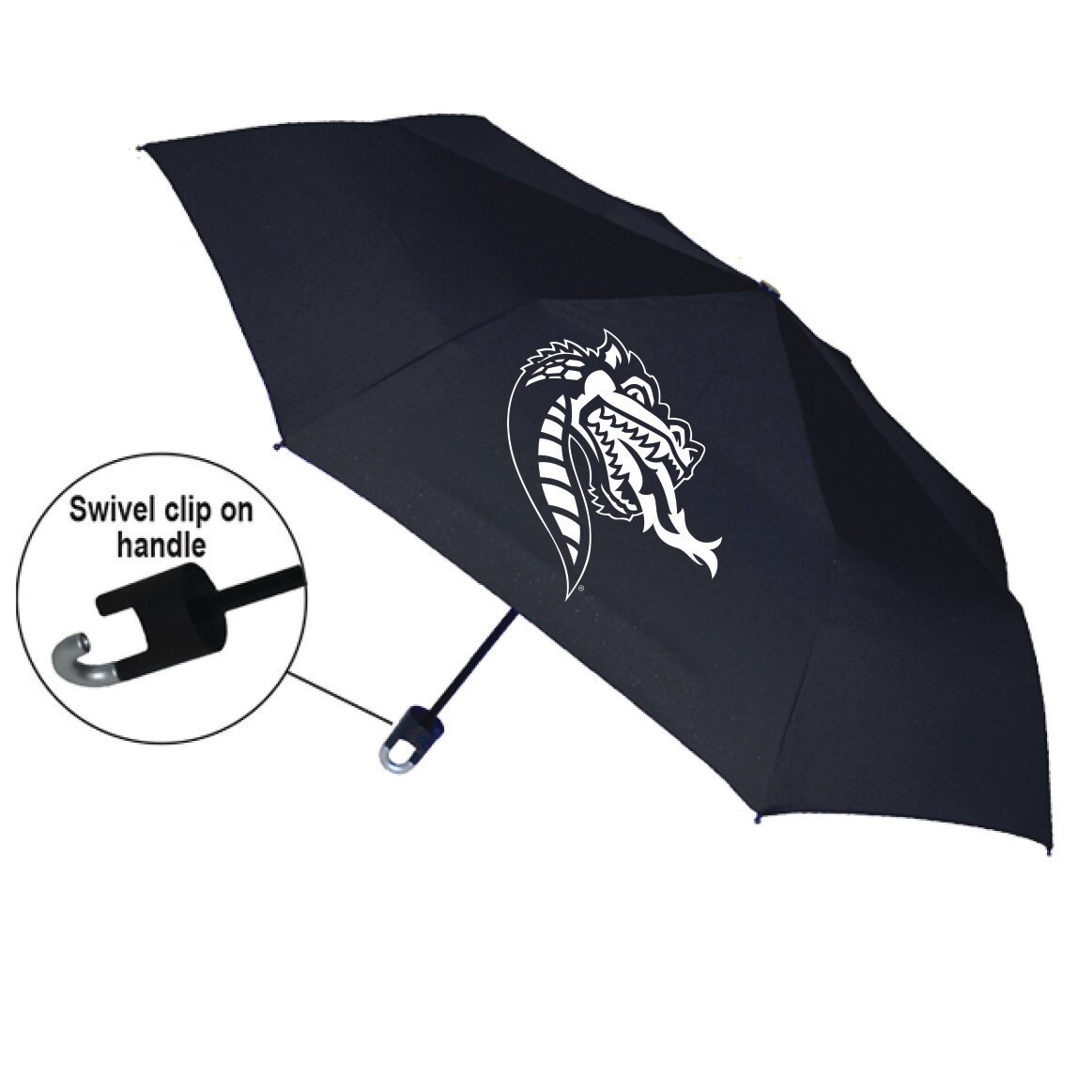 "Storm Clip" Mini Folding Emblematic Solid Umbrella 42" Coverage