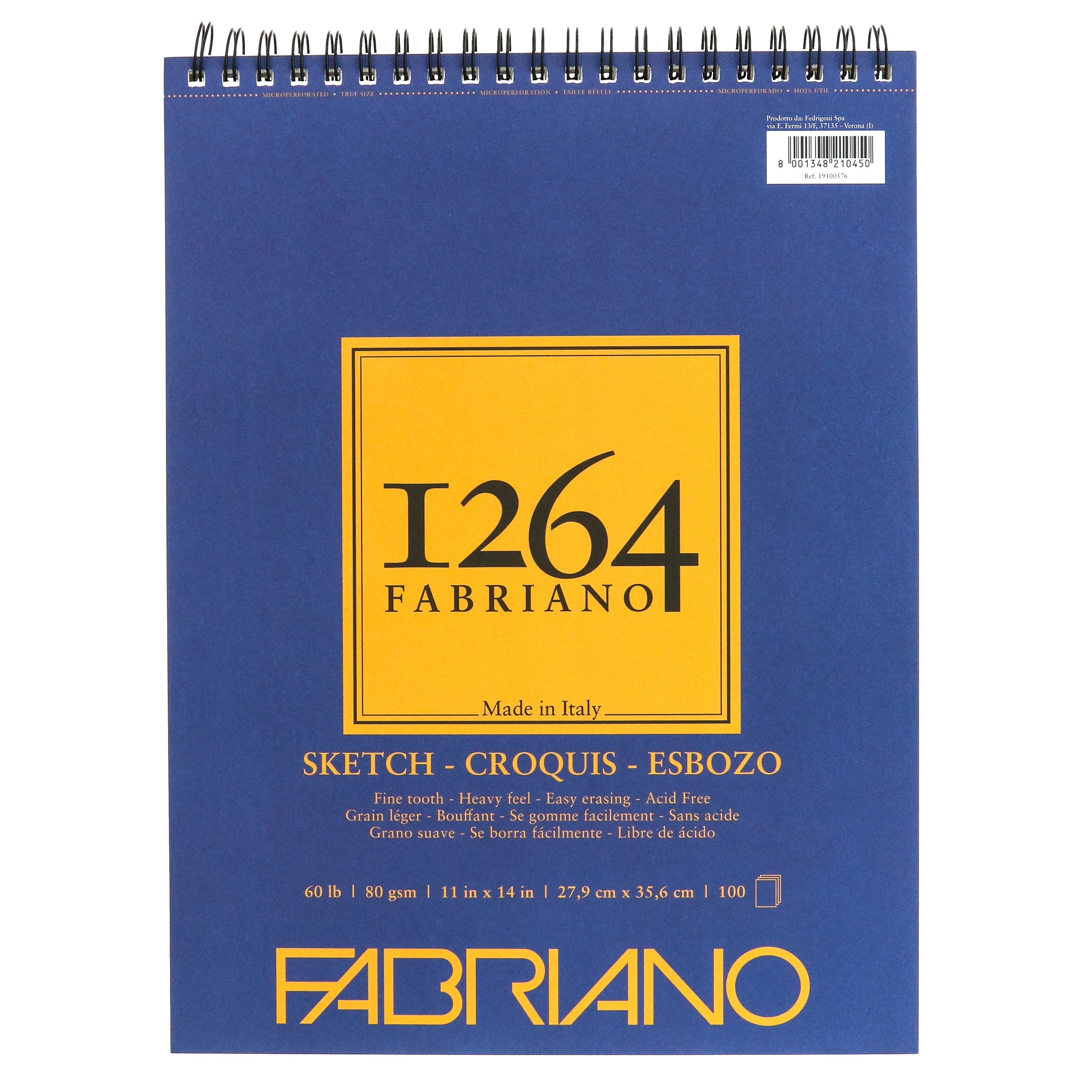 Fabriano 1264 Sketch Spiral bound Pad 11"x14"