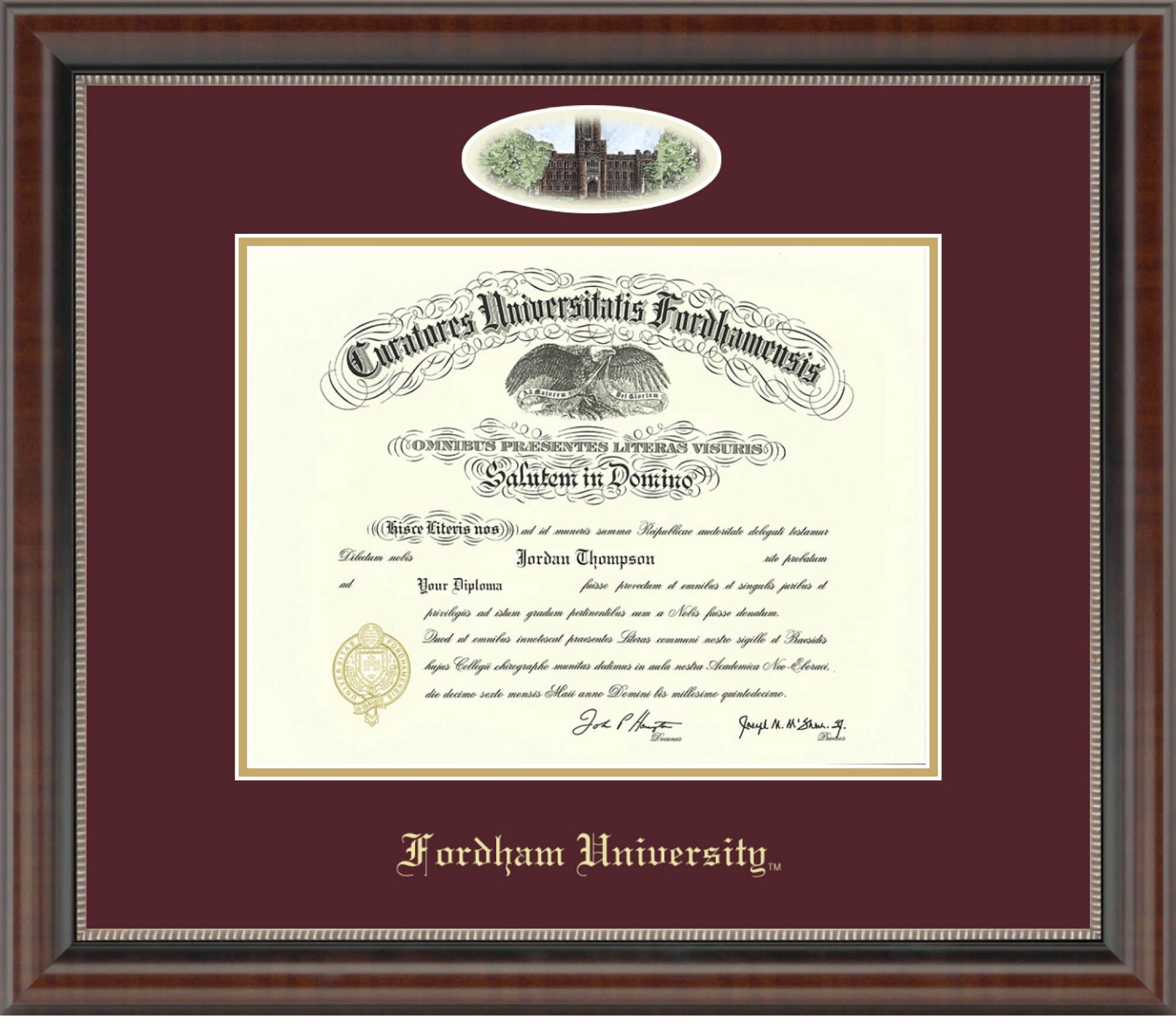 Church Hill Classics 10" x 13" Campus Cameo Walnut Diploma Frame
