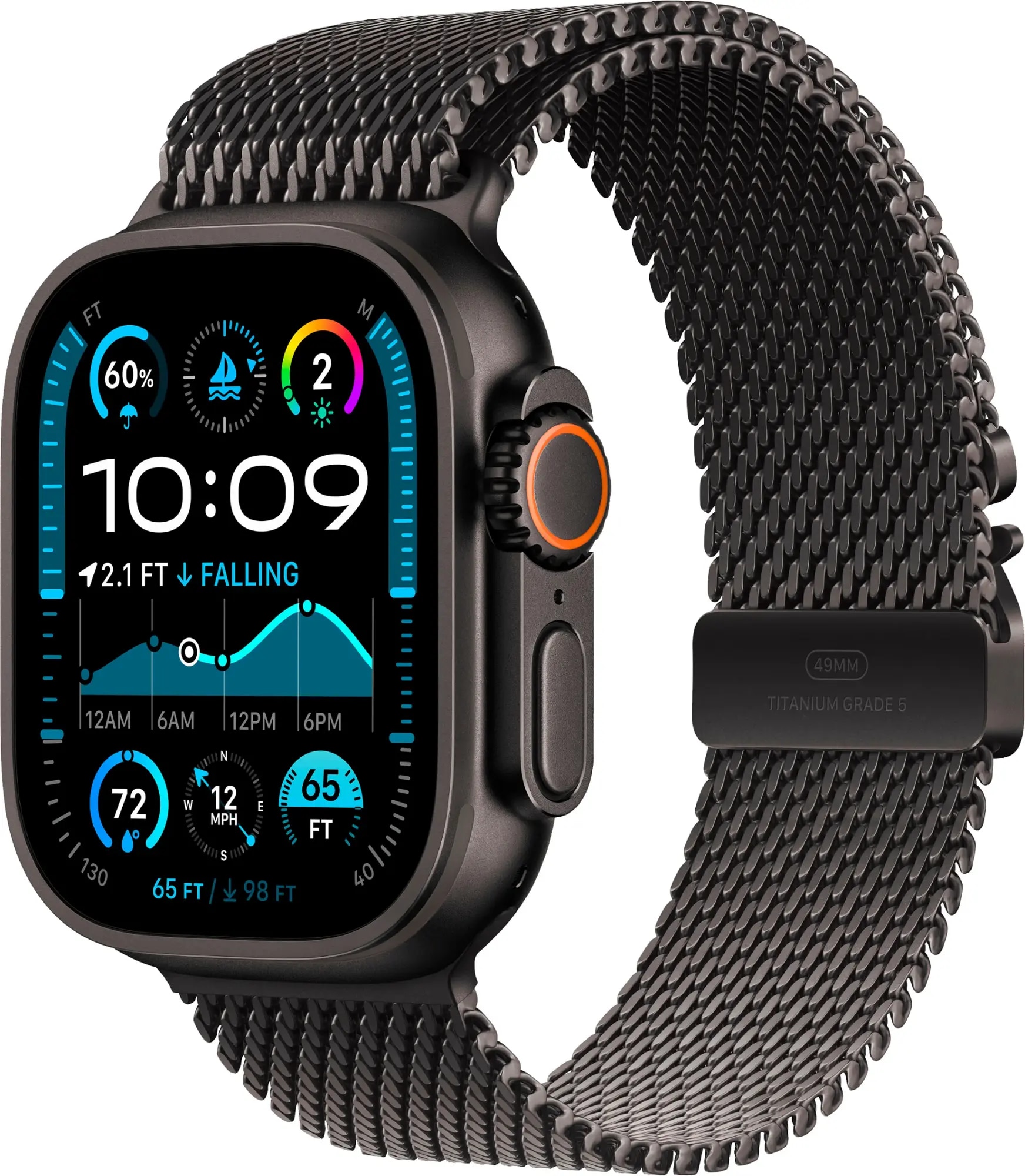 Apple Watch Ultra 2 GPS + Cellular 49mm Black Titanium Case with Black Titanium Milanese Loop - L