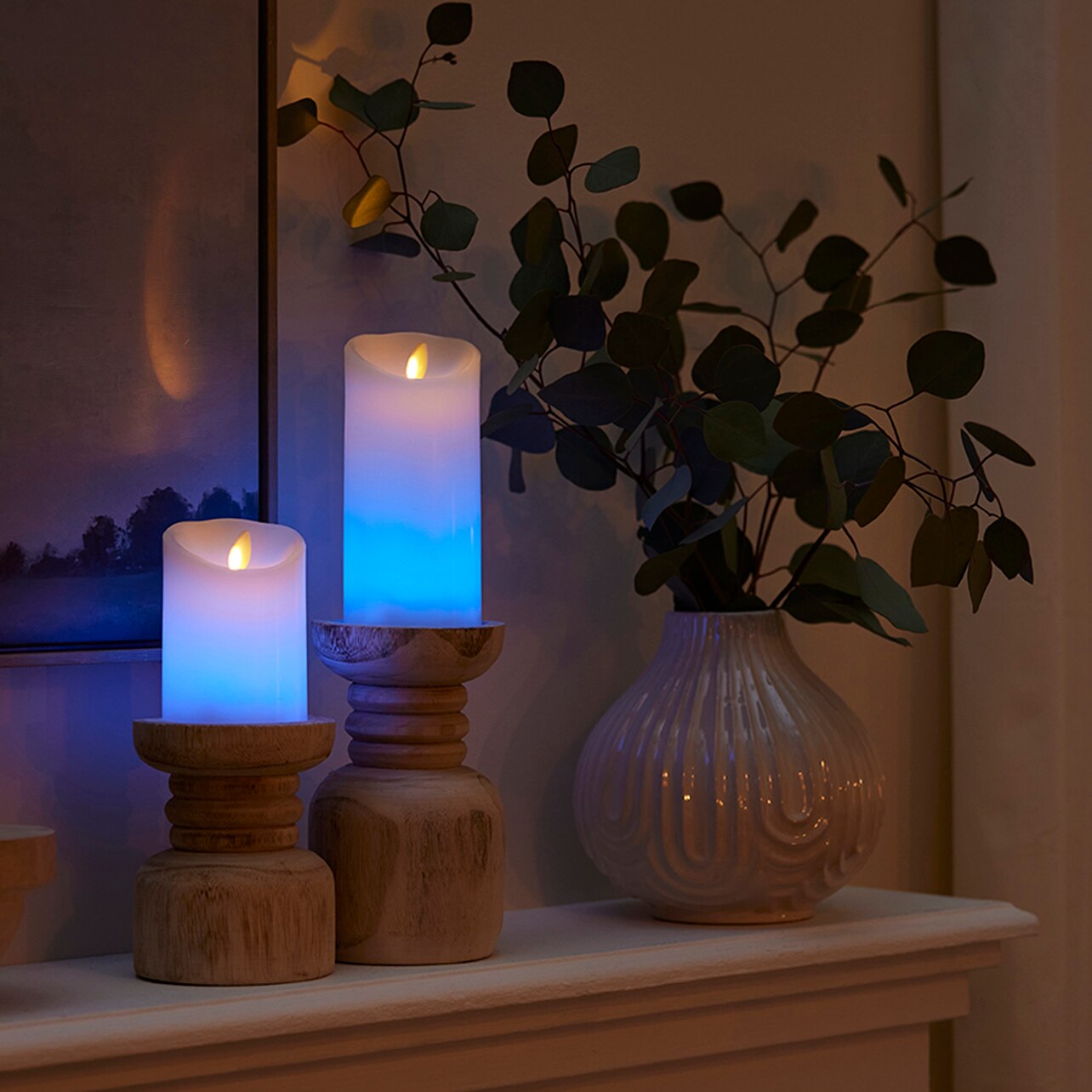 Luminara Flameless Color Changing Candle Pillar w/Remote Scallop Top - 3" Width
