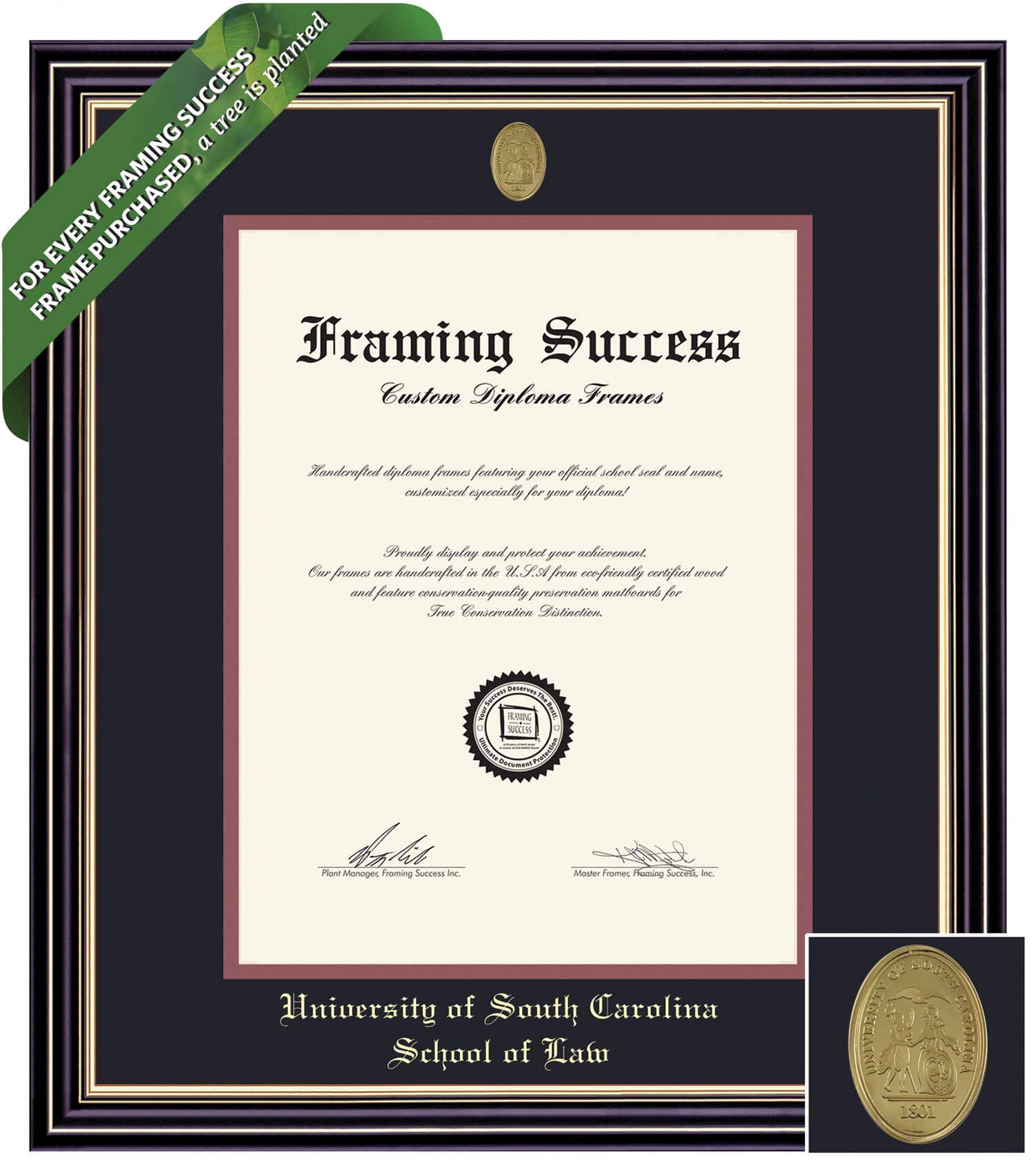 Framing Success 14 x 11 Prestige Gold Medallion Law Diploma Frame